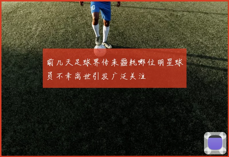 前几天足球界传来噩耗哪位明星球员不幸离世引发广泛关注